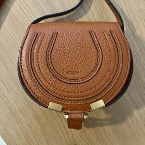 AUTHENTIC Chloe Nano Marcie Leather Saddle Bag in Tan - USED ONCE